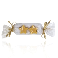 Geschenkset Stern,2x25g Seife goldfarben, Waschhandschuh weiß