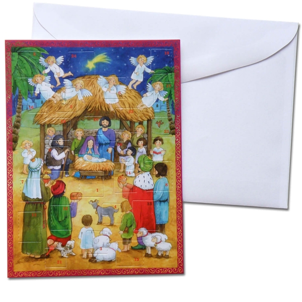 Weihnachts-Klappkarte mit Adventskalender