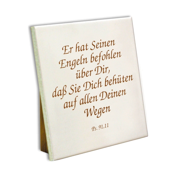 Keramikfliese - Er hat seinen Engeln befohlen...