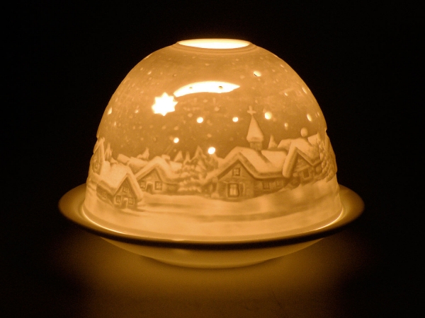 Porzellan Windlicht "Schneelandschaft"