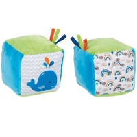 Stoffwürfel "Wal" mit Knisterfolie und Glocke Stoffwürfel "Wal" mit Knisterfolie und Glocke