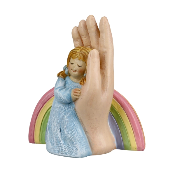 Figur - Kind in Hand mit Regenbogen