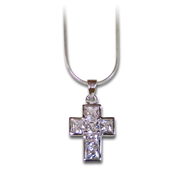Halskette mit Anhänger Kreuz Zirkonia