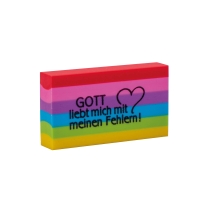 Radiergummi, regenbogen, "Gott liebt mich" Radiergummi, regenbogen, "Gott liebt mich"