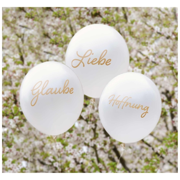 Luftballons "Glaube Liebe Hoffnung"