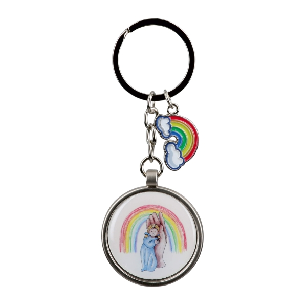 Schlüsselanhänger - Kind in Hand mit Regenbogen