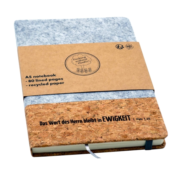 Notizbuch DIN A5 aus Kork & RPET-Filz