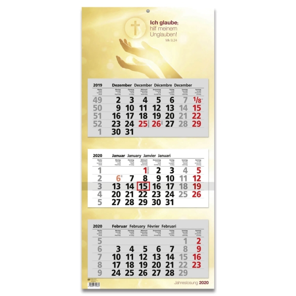 3-Monats-Kalender 2020 - Jahreslosung 2020