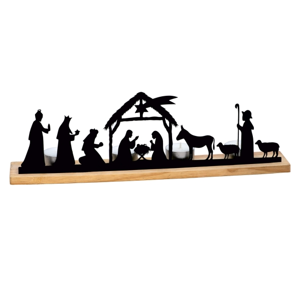 Krippenszene auf Holzsockel