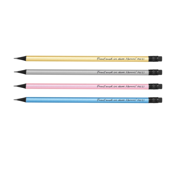 Bleistift mit Radiergummi in Metallic-Farben