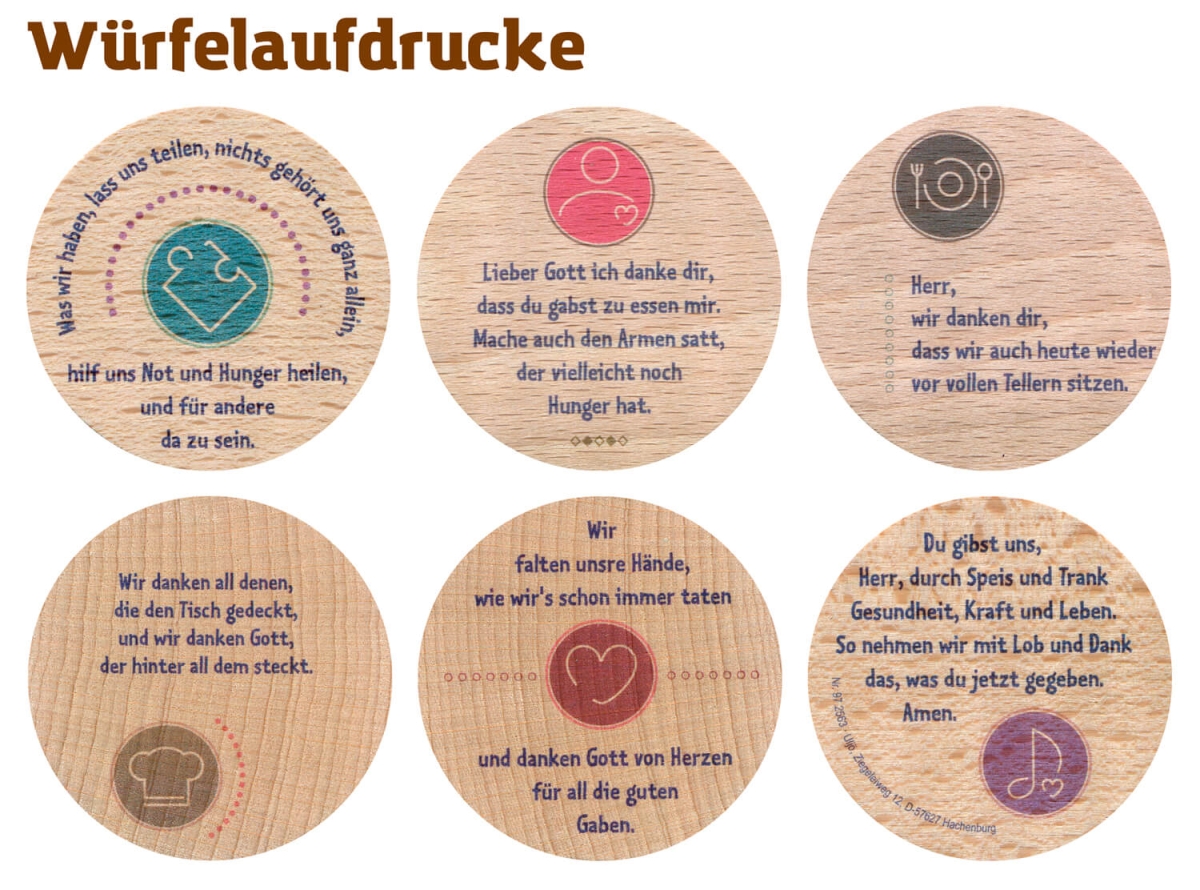 GICO Gebetswürfel Aus Buchenholz, 6x6x6 Cm – Tischgebete Für Taufe, Kommunion, Kinder & Erwachsene